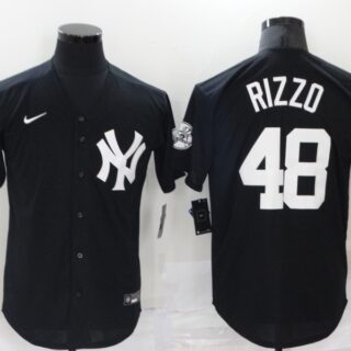 Men's New York Yankees #48 Anthony Rizzo Black Stitched MLB Nike Cool Base Throwback Jersey