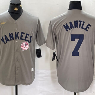 Men's New York Yankees #7 Mickey Mantle Grey Cool Base Stitched Baseball Jerseys