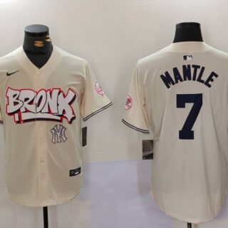 Men's New York Yankees #7 Mickey Mantle The Bronx Graffiti V2 Vapor Limited Stitched Baseball Jerseys