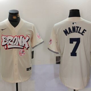 Men's New York Yankees #7 Mickey Mantle The Bronx Graffiti V2 Vapor Limited Stitched Baseball Jersey