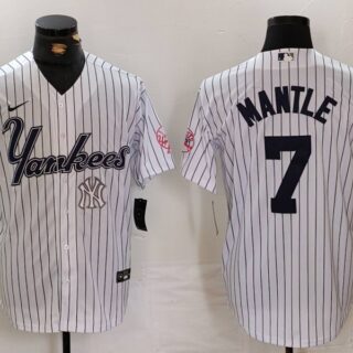 Men's New York Yankees #7 Mickey Mantle White Cool Base Stitched Baseball Jerseys