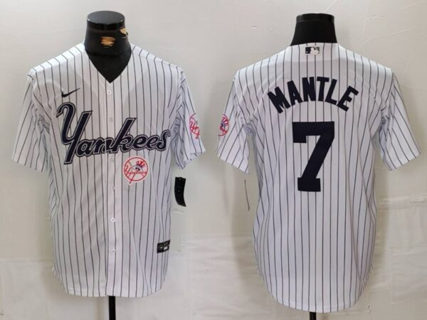 Men's New York Yankees #7 Mickey Mantle White Cool Base Stitched Baseball Jerseys