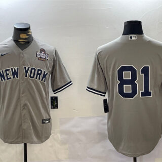 Men's New York Yankees #81 Luis Gil Grey 2024 World Series Cool Base Stitched Baseball Jersey