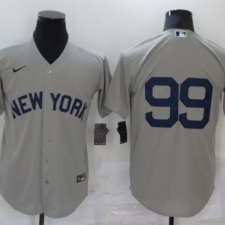 Men's New York Yankees #99 Aaron Judge 2021 Grey Field of Dreams Cool Base Stitched Baseball Jersey