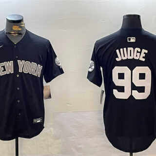 Men's New York Yankees #99 Aaron Judge Black With Patch Limited Stitched Baseball Jersey