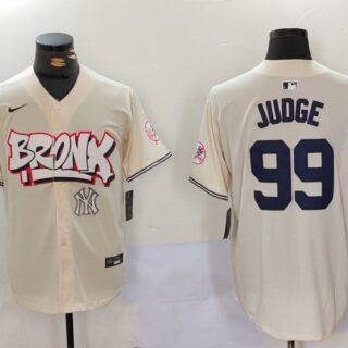Men's New York Yankees #99 Aaron Judge Cream The Bronx Graffiti V2 Vapor Limited Stitched Baseball Jerseys