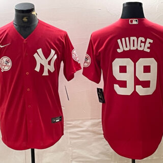 Men's New York Yankees #99 Aaron Judge Red Cool Base Stitched Baseball Jersey