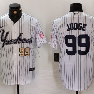 Men's New York Yankees #99 Aaron Judge White Cool Base Stitched Baseball Jerseys