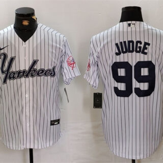 Men's New York Yankees #99 Aaron Judge White Cool Base Stitched Baseball Jersey