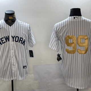Men's New York Yankees #99 Aaron Judge White Pinstripe Without Name Fashion Cool Base Jersey