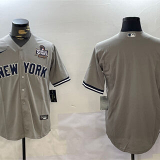 Men's New York Yankees Blank Grey 2024 World Series Cool Base Stitched Baseball Jersey