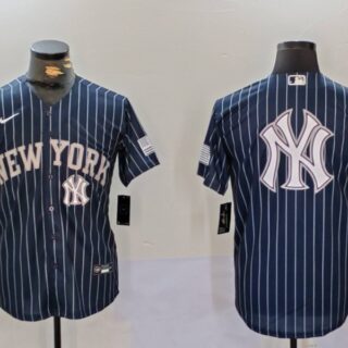 Men's New York Yankees Navy Team Big Logo Cool Base Stitched Baseball Jerseys