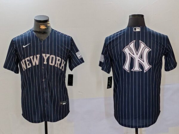 Men's New York Yankees Navy Team Big Logo Cool Base Stitched Baseball Jerseys