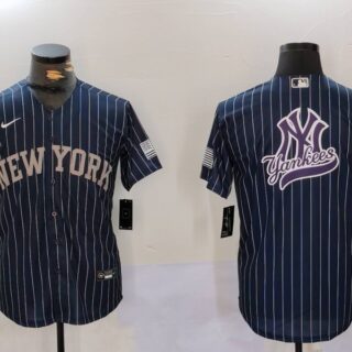 Men's New York Yankees Navy Team Big Logo Cool Base Stitched Baseball Jerseys