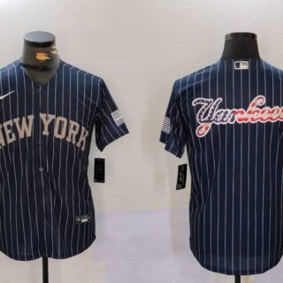 Men's New York Yankees Navy Team Big Logo Cool Base Stitched Baseball Jerseys