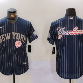 Men's New York Yankees Navy Team Big Logo Cool Base Stitched Baseball Jerseys