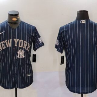 Men's New York Yankees Navy Team blank Cool Base Stitched Baseball Jersey