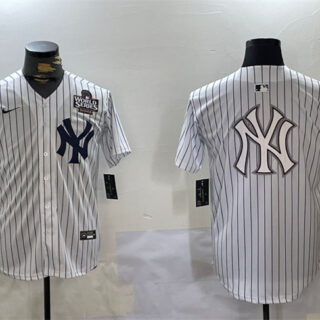 Men's New York Yankees White Team Big Logo 2024 World Series Home Limited Stitched Baseball Jerseys