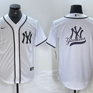 Men's New York Yankees White Team Big Logo Cool Base Stitched Baseball Jersey