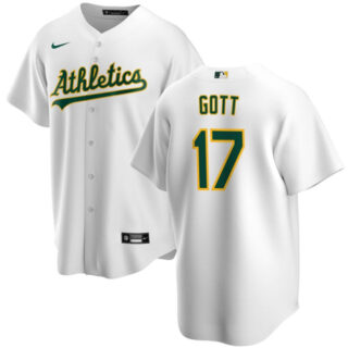 Men's Oakland Athletics #17 Trevor Gott White Cool Base Stitched Jersey