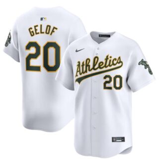 Men's Oakland Athletics #20 Zack Gelof White Home Limited Stitched Jersey