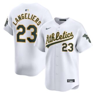 Men's Oakland Athletics #23 Shea Langeliers White Home Limited Stitched Jersey