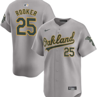 Men's Oakland Athletics #25 Brent Rooker Grey Away Limited Stitched Jersey