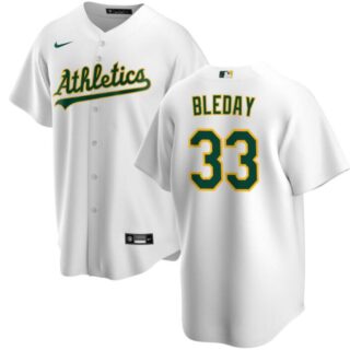 Men's Oakland Athletics #33 JJ Bleday White Cool Base Stitched Jersey