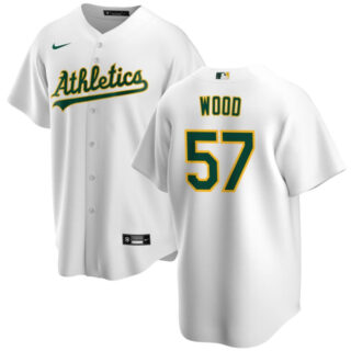 Men's Oakland Athletics #57 Alex Wood White Cool Base Stitched Jersey