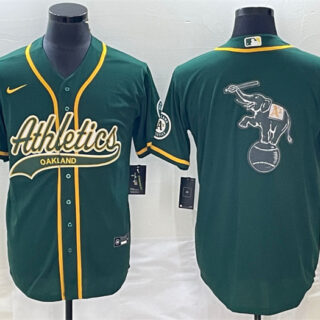 Men's Oakland Athletics Green Team Big Logo Cool Base Stitched Baseball Jersey 001