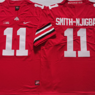 Men's Ohio State Buckeyes #11 SMITH-NJIGBA Red Stitched Jersey