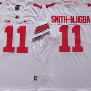 Men's Ohio State Buckeyes #11 SMITH-NJIGBA White Stitched Jersey