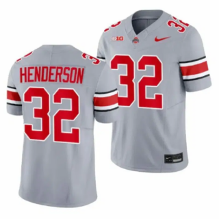 Men's Ohio State Buckeyes #32 TreVeyon Henderson Gray 2023 F.U.S.E. Limited Stitched Jersey