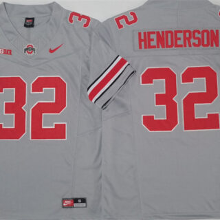 Men's Ohio State Buckeyes #32 TreVeyon Henderson Grey 2024 F.U.S.E. Limited Stitched Jersey