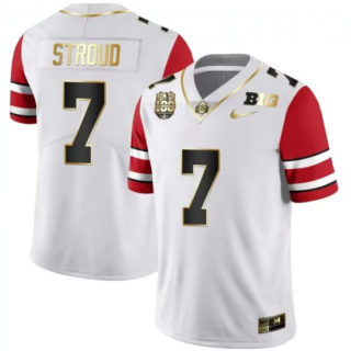 Men's Ohio State Buckeyes #7 CJ Stroud White Stitched Football Jersey