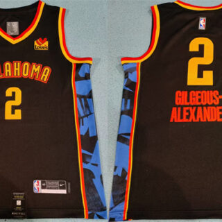 Men's Oklahoma City Thunder #2 Shai Gilgeous-Alexander Black 2024-25 City Edition Stitched Basketball Jersey