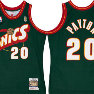 Men's Oklahoma City Thunder #20 Gary Payton Green 1995-96 Throwback SuperSonics Stitched Jersey