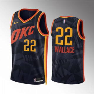 Men's Oklahoma City Thunder #22 Cason Wallace Black 2023 24 City Edition Stitched Basketball Jersey