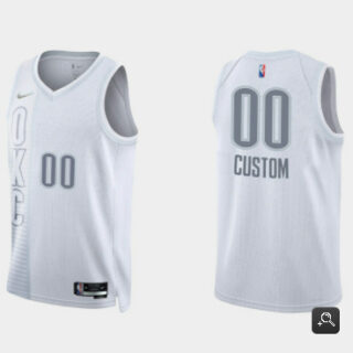 Men's Oklahoma City Thunder Active Player Custom 2021 22 City Edition White 75th Anniversary Stitched Basketball Jersey