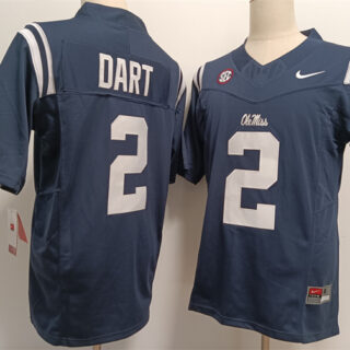 Men's Ole Miss Rebels #2 Jaxson Dart Navy 2024 F.U.S.E. Stitched Jersey