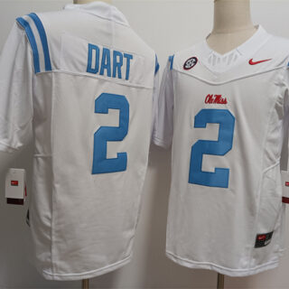 Men's Ole Miss Rebels #2 Jaxson Dart White 2024 F.U.S.E Stitched Jersey