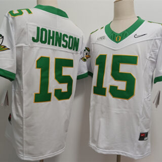 Men's Oregon Ducks #15 Tez Johnson White 2024 F.U.S.E. Stitched Jersey
