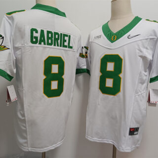 Men's Oregon Ducks #8 Dillon Gabriel White 2024 F.U.S.E. Stitched Jersey