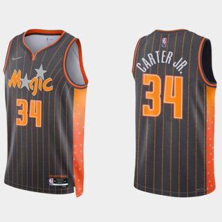 Men's Orlando Magic #34 Wendell Carter Jr. 2021 22 City Edition Black 75th Anniversary Stitched Swingman Jersey