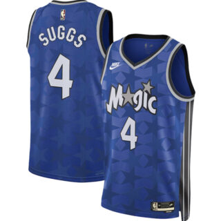 Men's Orlando Magic #4 Jalen Suggs Blue 2023 24 Classic Edition Stitched Basketball Jersey