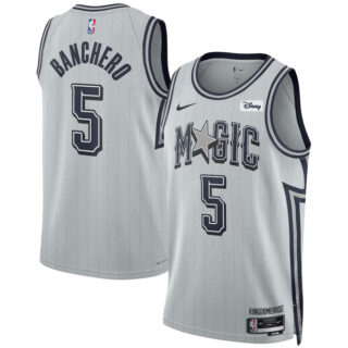 Men's Orlando Magic #5 Paolo Banchero Silver 2024 25 City Edition Stitched Basketball Jersey