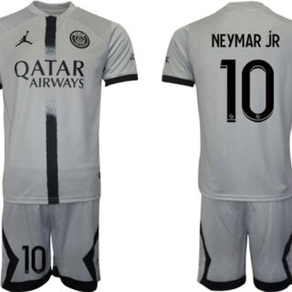 Men's Paris Saint-Germain #10 Neymar Jr 2023 Gray Soccer Jersey Suit