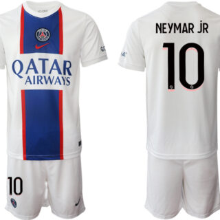 Men's Paris Saint-Germain #10 Neymar Jr 2023 White Away Soccer Jersey Suit
