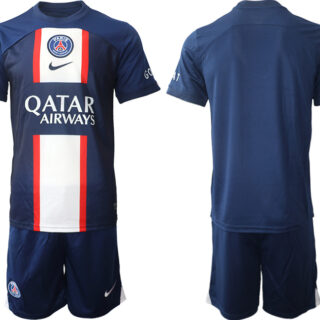 Men's Paris Saint-Germain Blank 2023 Navy Home Soccer Jersey Suit