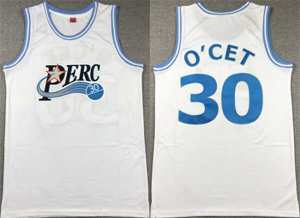 Men's Perc #30 O'Cet Movie White Stitched Basketball Jersey